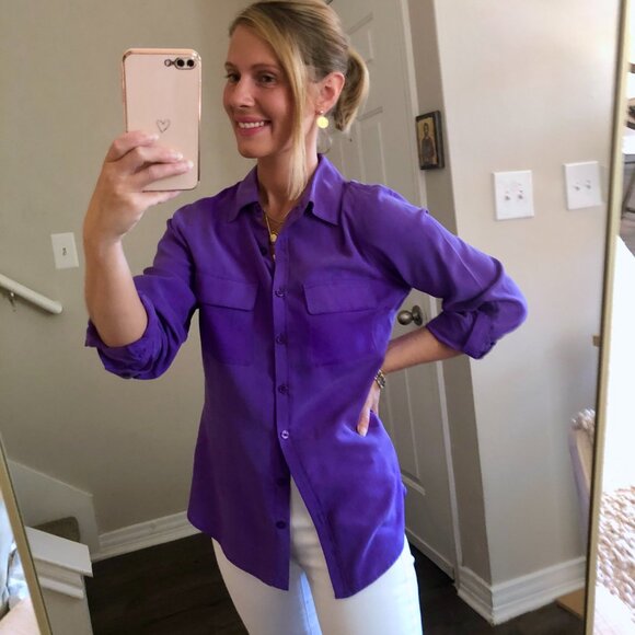 NEXX New York Nordstrom Silk Purple Button Down - Picture 1 of 8